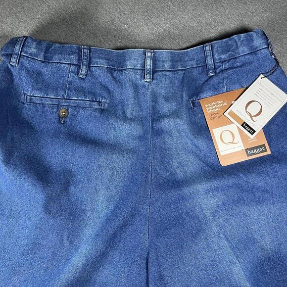 Haggar Work-to-Weekend Khaki Men's 42 x 30 Casual Pants Blue Cotton Denim Jeans - Picture 7 of 8